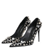 Dolce & Gabbana Black Crystals Studs Stiletto Pumps Shoes