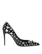 Dolce & Gabbana Black Crystals Studs Stiletto Pumps Shoes