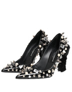 Dolce & Gabbana Black Crystals Studs Stiletto Pumps Shoes