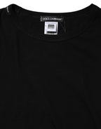 Dolce & Gabbana Black Cotton Knit Round Neck Long Sleeves T-shirt