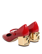 Dolce & Gabbana Red Leather DG Logo Heels Sandals Shoes