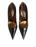 Dolce & Gabbana Black Exotic Leather Stiletto Pumps Shoes