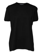 Dolce & Gabbana Black Cotton Goodluck Tee Crew Neck T-shirt