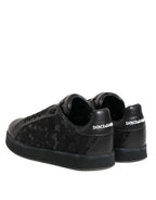 Dolce & Gabbana Black Floral Lace Low Top Sneakers Shoes