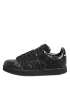 Dolce & Gabbana Black Floral Lace Low Top Sneakers Shoes