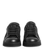 Dolce & Gabbana Black Floral Lace Low Top Sneakers Shoes