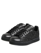 Dolce & Gabbana Black Floral Lace Low Top Sneakers Shoes