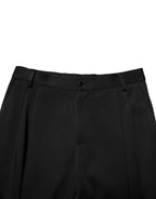 Dolce & Gabbana Black Acetate HighWaist Tapered Trouser Pants