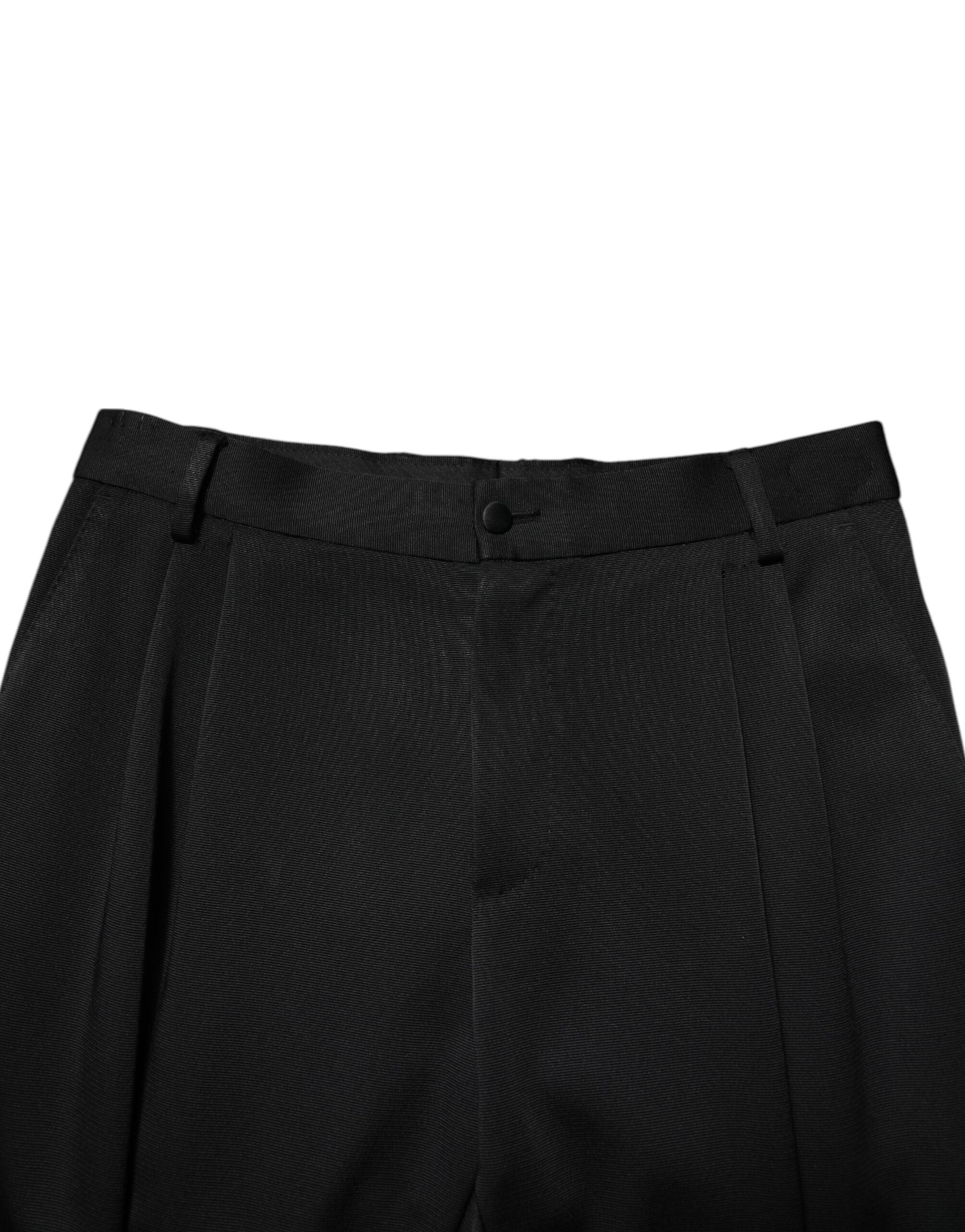 Dolce & Gabbana Black Acetate HighWaist Tapered Trouser Pants