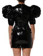 Dolce & Gabbana Black Bodycon Sheath Puff Sleeve Mini Dress