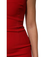 Dolce & Gabbana Red Stretch Bodycon Sheath Knee Length Dress