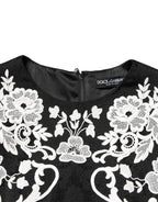 Dolce & Gabbana Black Lace Trim Short Sleeves A-line Dress