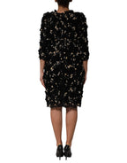Dolce & Gabbana Black Viscose Pearl Embellishment Shift Dress