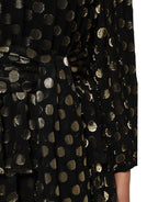 Dolce & Gabbana Black Gold Polka Dot Silk Brocade Mini Dress