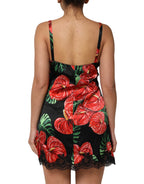 Dolce & Gabbana Black Floral Lace Trim Chemise Lingerie Dress