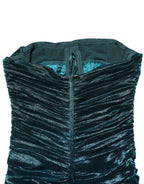 Dolce & Gabbana Green Silk Satin Fitted Strapless Dress