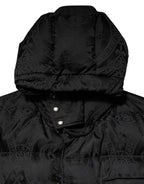 Dolce & Gabbana Black Jacquard Quilted Puffer Hooded Jacket