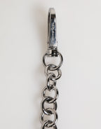 Dolce & Gabbana Black White DG Rubber Logo Silver Men Keychain Keyring