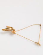 Dolce & Gabbana Gold Tone 925 Sterling Silver Crystal Chain Pin Brooch