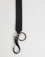 Dolce & Gabbana Black Yellow Polyester DG Logo Silver Keychain Keyring