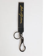 Dolce & Gabbana Black Yellow Polyester DG Logo Silver Keychain Keyring
