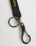 Dolce & Gabbana Black Yellow Polyester DG Logo Silver Keychain Keyring