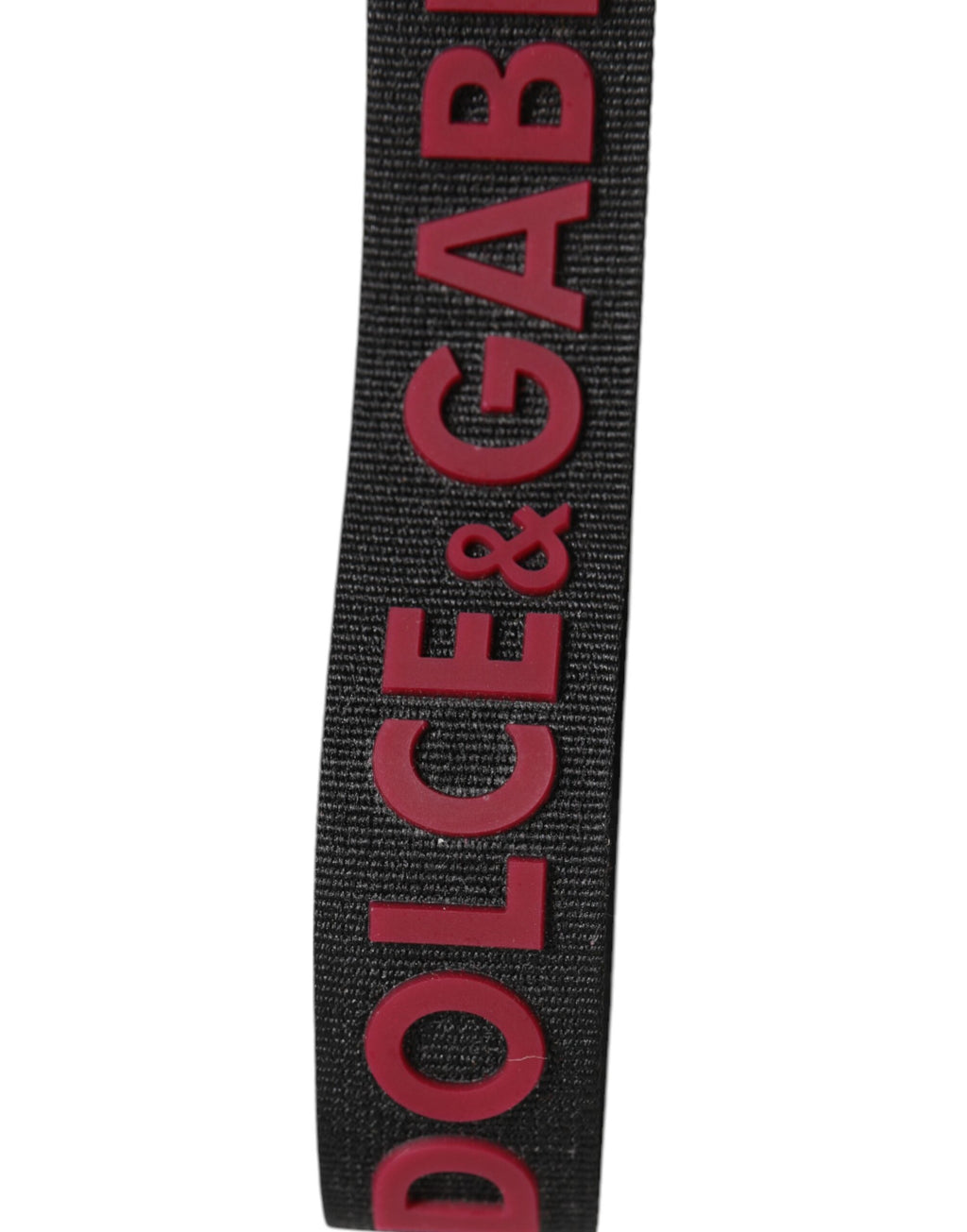 Dolce & Gabbana Black Red DG Logo Polyester Silver Men Keychain Keyring