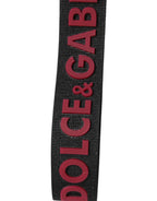 Dolce & Gabbana Black Red DG Logo Polyester Silver Men Keychain Keyring