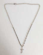 Dolce & Gabbana Silver Tone Brass Chain Religious Cross Pendant Necklace