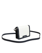 Dolce & Gabbana Beige Black Leather Card Holder Crossbody Men Borse Bag