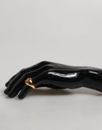 Dolce & Gabbana Gold Tone Real Brass Red DG Logo Men Ring