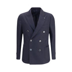 Lardini Blue Fleece Wool Blazer
