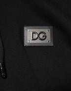 Dolce & Gabbana Black Cotton Plaque Track Cardigan Sweater
