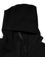 Dolce & Gabbana Black Cotton Plaque Track Cardigan Sweater