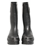 Dolce & Gabbana Metallic Black Pull On Rain Boots Men Shoes