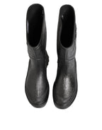 Dolce & Gabbana Metallic Black Pull On Rain Boots Men Shoes