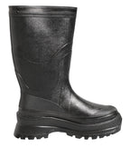 Dolce & Gabbana Metallic Black Pull On Rain Boots Men Shoes