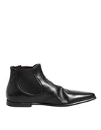 Dolce & Gabbana Black Chelsea Slip On Men Ankle Boots Shoes