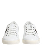 Dolce & Gabbana White Crown Bee Leather Low Top Sneakers Shoes