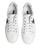 Dolce & Gabbana White Crown Bee Leather Low Top Sneakers Shoes