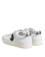 Dolce & Gabbana White Crown Bee Leather Low Top Sneakers Shoes