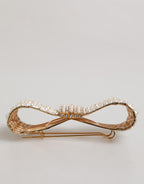Dolce & Gabbana Gold Tone Brass Bow Crystal FauxPearl Embellished Brooch