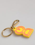 Dolce & Gabbana Yellow Rubber Gold Tone Metal DG Logo Keyring Keychain