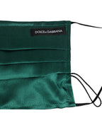 Dolce & Gabbana Green Silk Pleated Elastic Ear Strap Face Mask