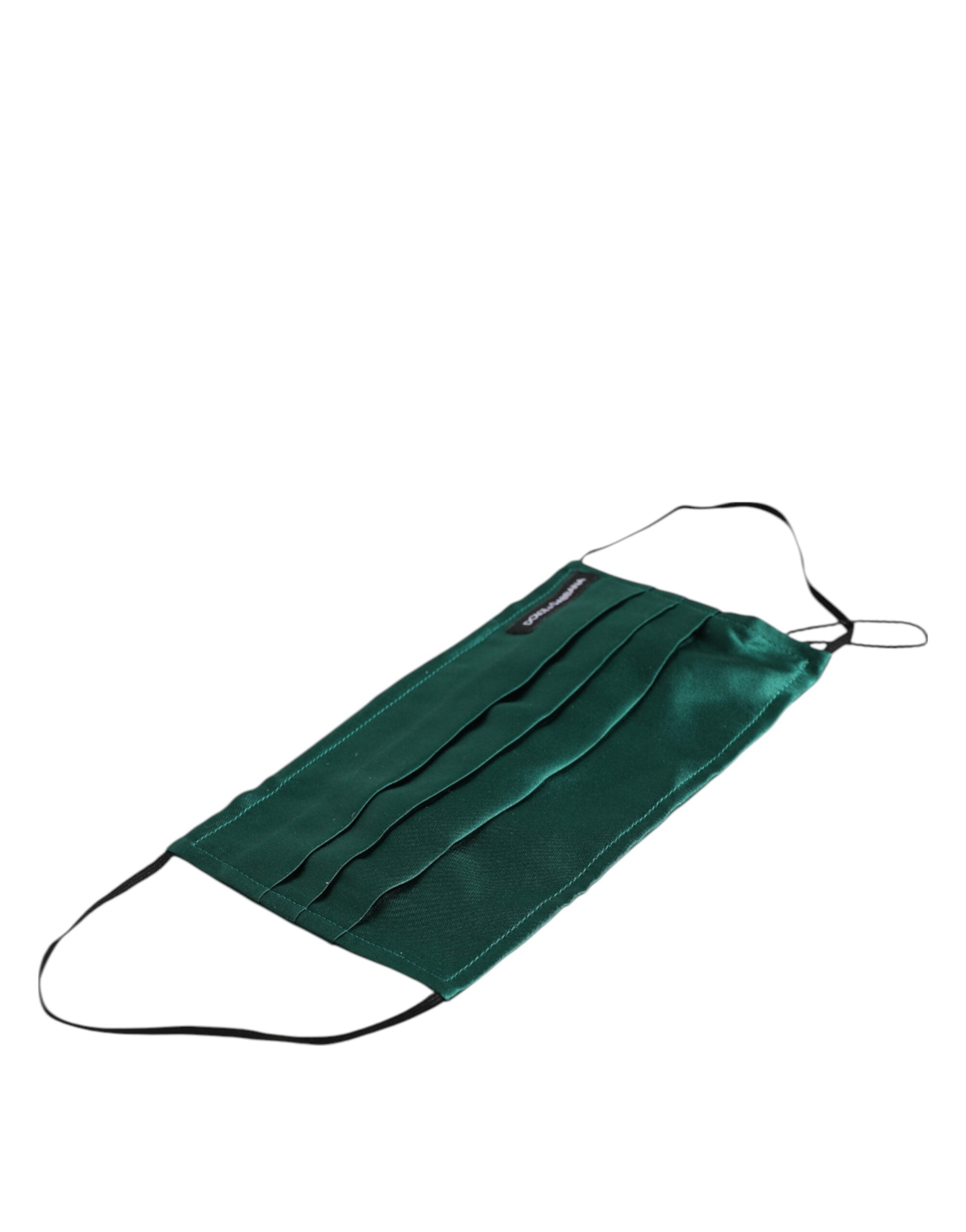 Dolce & Gabbana Green Silk Pleated Elastic Ear Strap Face Mask
