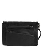 Dolce & Gabbana Black Palmellato Leather Logo Plaque Shoulder Borse Bag