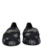 Dolce & Gabbana Blue Logo Cotton Loafers Formal Dress Shoes