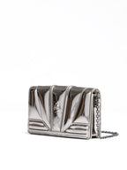 Ferrari Metal Silver GT patent leather bag with chain