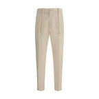 Cruna Beige Cotton Casual Pants