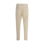Cruna Beige Cotton Casual Pants